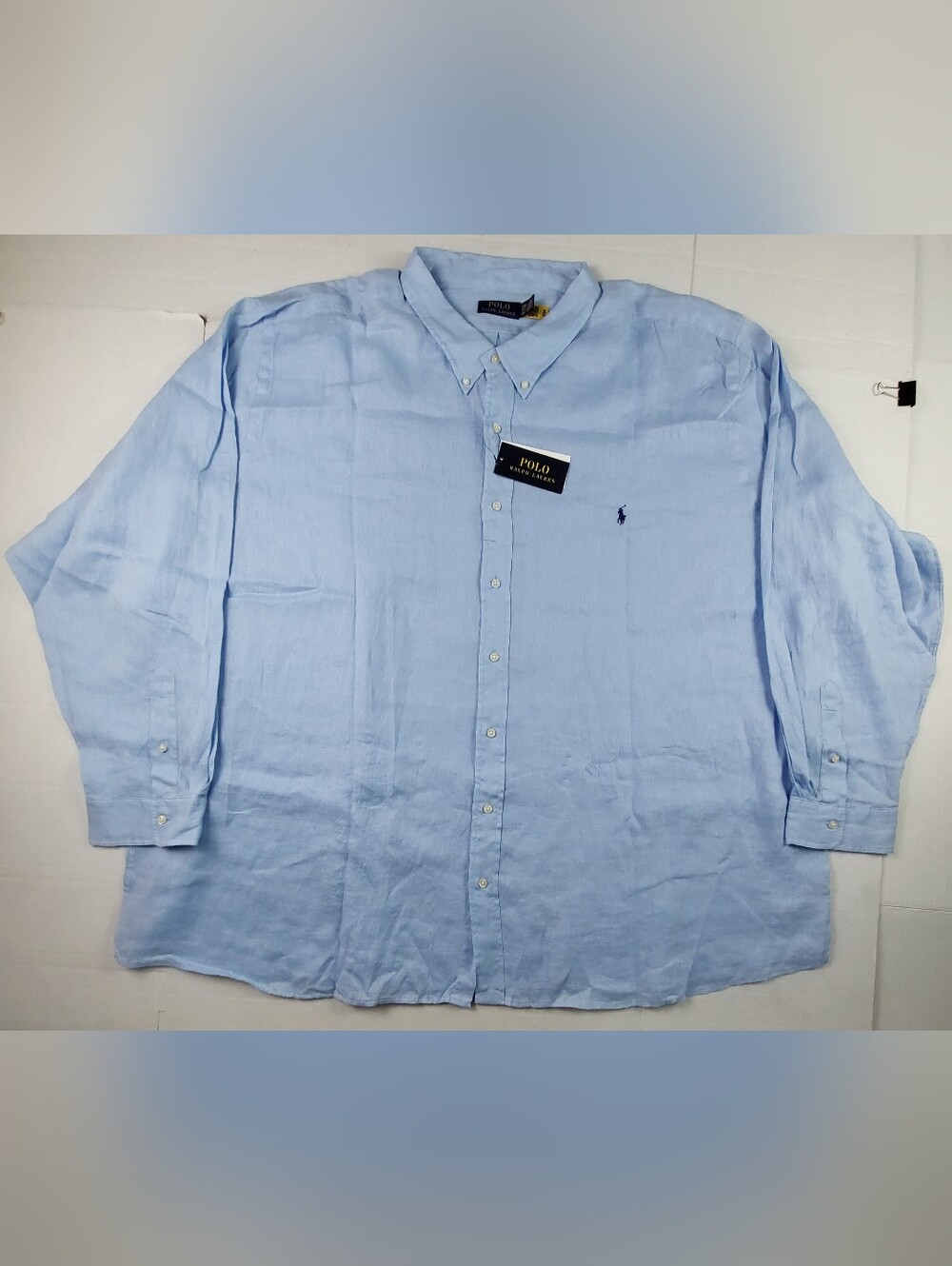 Polo Ralph Lauren Classic Long Sleeve Linen Shirt Mens Size 5XB Blue NWT $148.00
